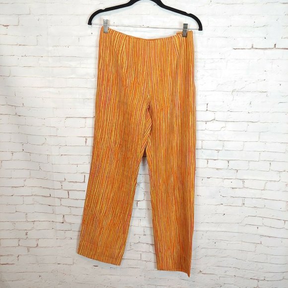 Sigrid Olsen Pants - Sigrid Olsen Pants Womens Size 6 Silk Orange Peach Striped Straight Leg